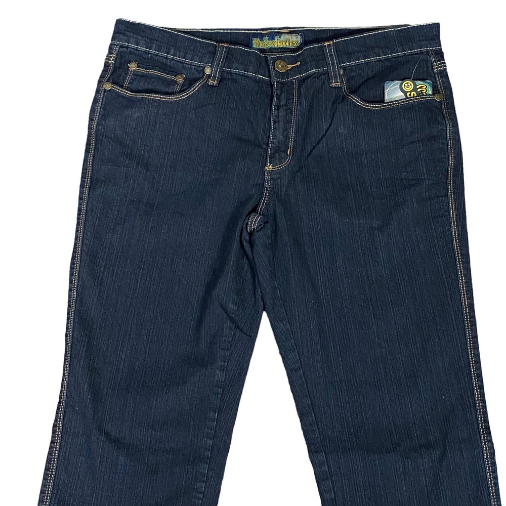 Peace Love Happiness Women Straight Leg Jeans Stretch Pocket Blue - Picture 3 of 8